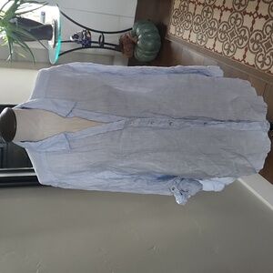 Singrid Olsen Linen Button Top with fold up buttoned sleeves Size 2X